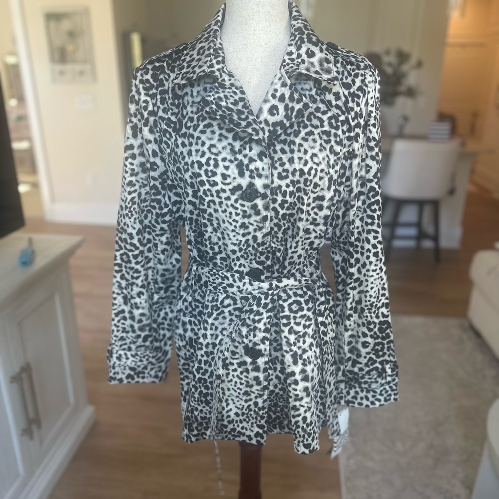 Dana Buchman Leopard Print Rain Jacket